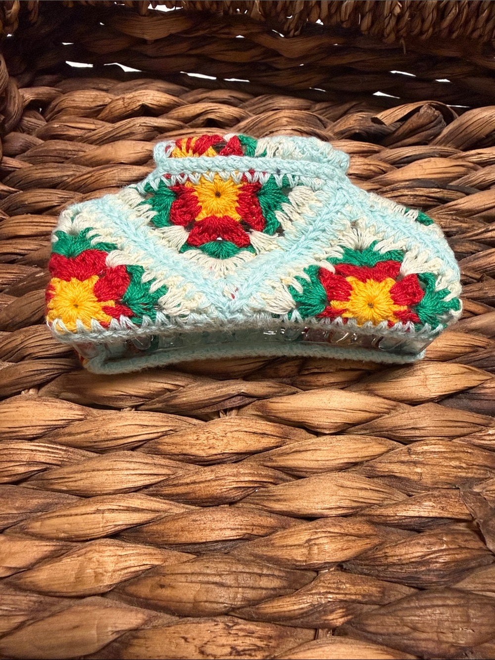 Handmade crochet hair clip so cute!